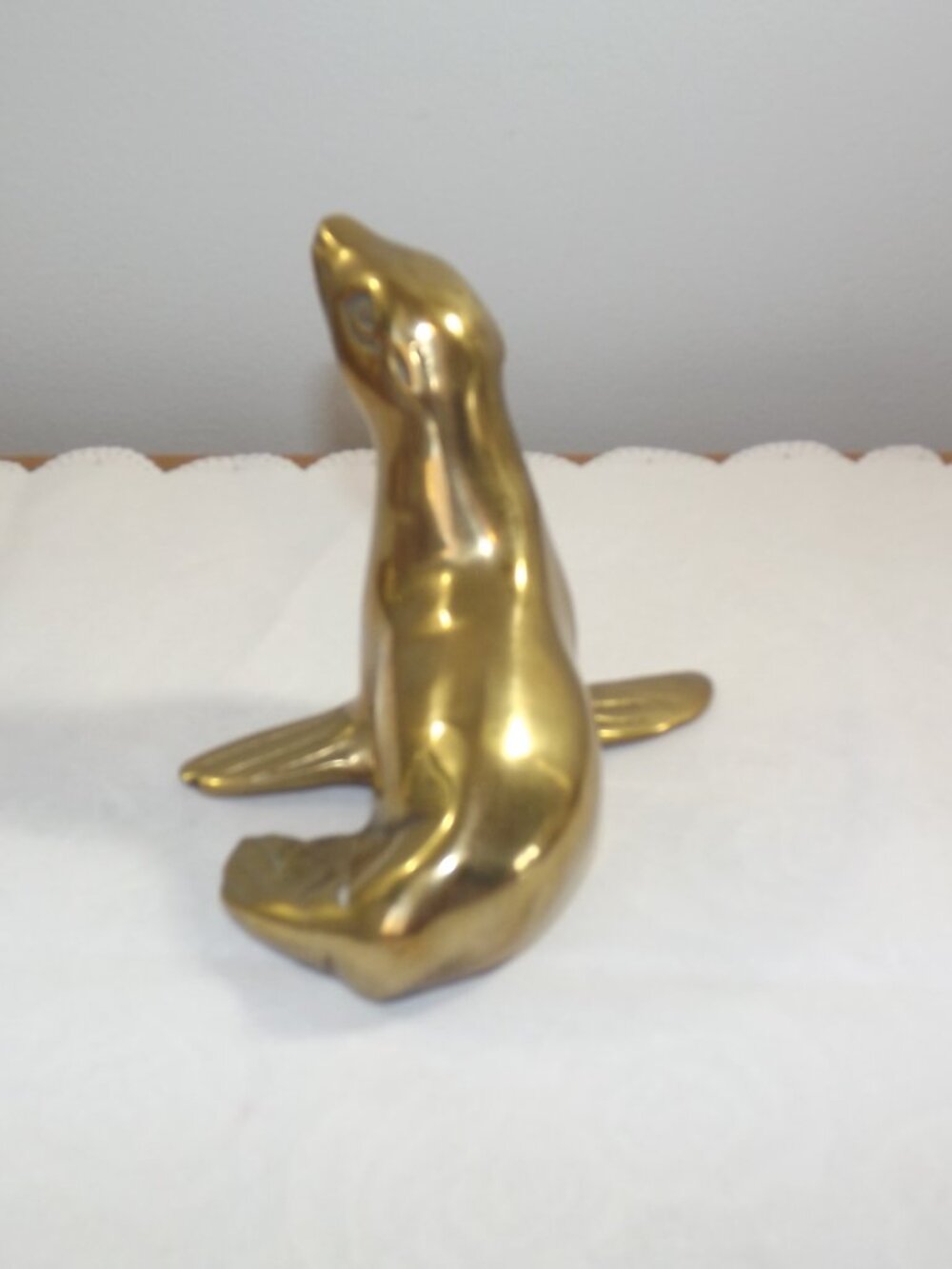 Brass Sea Lion Figurine - Gold Home Art Accent - Picture 3 of 9